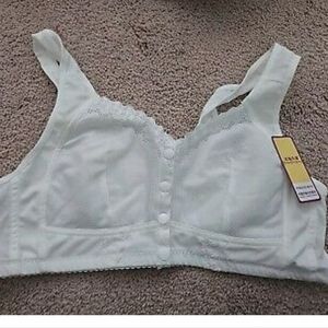 Pink Lace Trim Bra 15" across Back Band Unpadded Cup